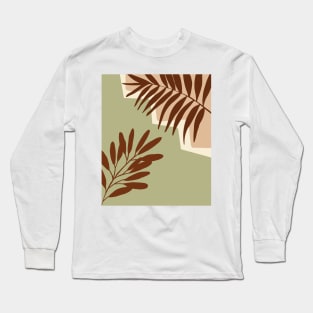 Minimal Modern Boho Stairs    Abstract Dried Leaves Shape   Design Long Sleeve T-Shirt